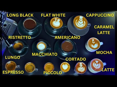 Step-by-Step Barista Tutorial for Beginners: 14 COFFES Cappuccino vs Latte vs Flat white vs Cortado