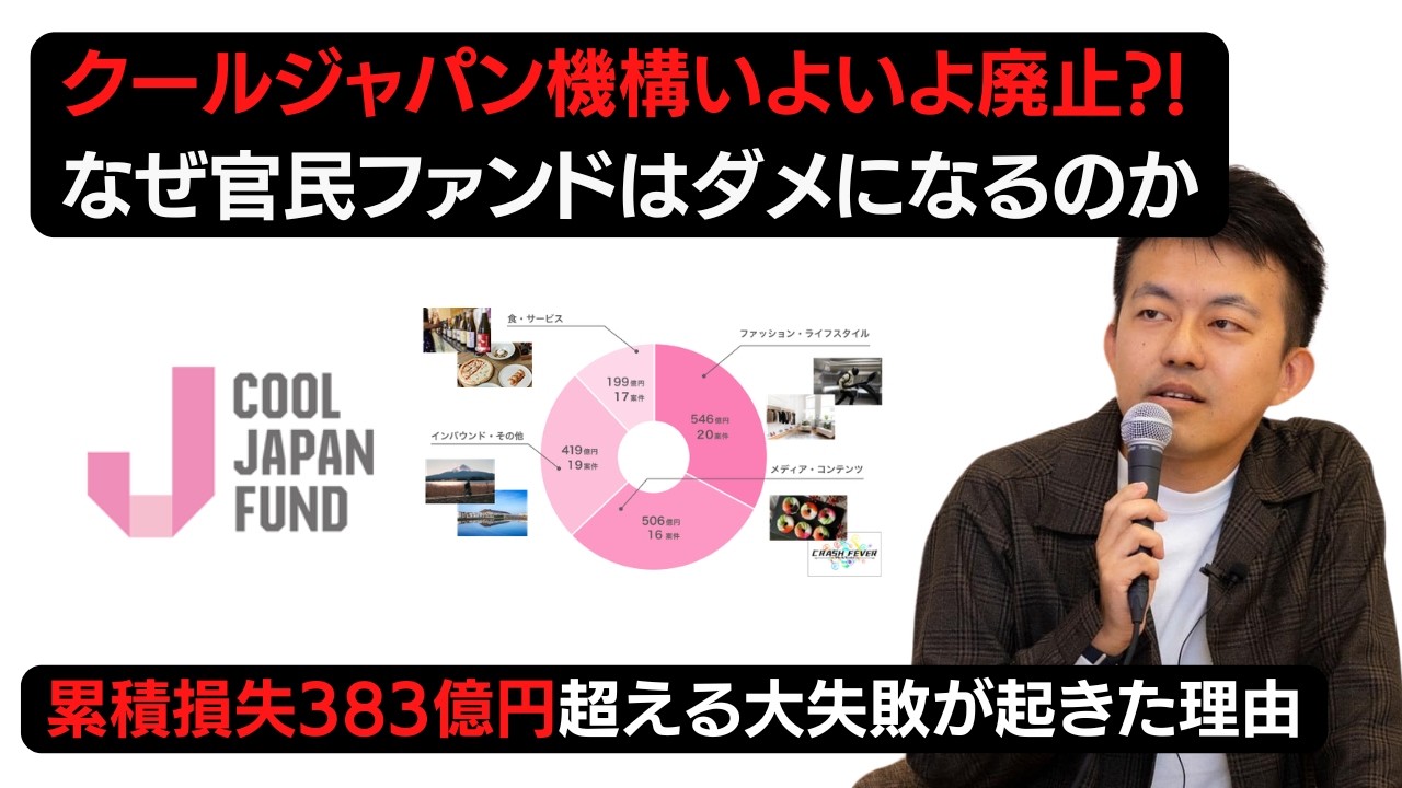 【徹底解説】なぜ累積損失383億円をクールジャパン機構は生み出すことになったのか?! 官民ファンドが失敗し続ける構造的問題