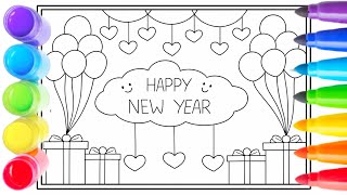 Happy New Year 2026 Pencil Drawing | Simple & Easy New Year Art | Charcoal Sketch