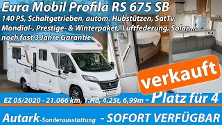 Zu Verkaufen - Eura Mobil Profila RS 675 SB - 2020 - Platz für 4 - Vollausstattung - Autark - Sat Tv