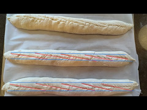 Scoring sourdough baguettes