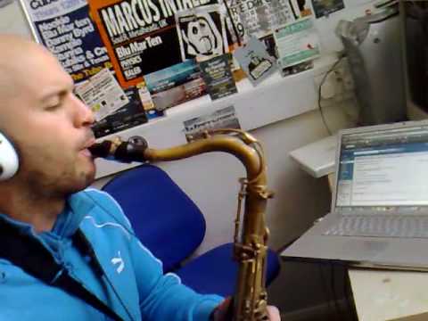 Mike Lesirge from Killer Horns in the studio