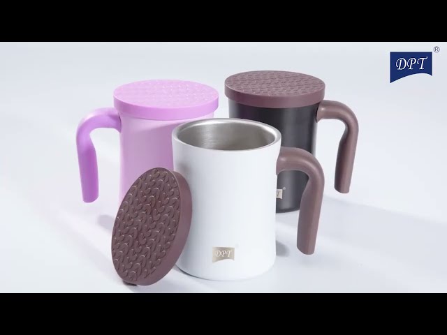 كوب سوائل ستانلس ستيل عالي الجودة غطاء سيلكون 350 مل - يحافظ على حرارة المشروبات، يمنع الانسكاب، سهل الحمل والتنظيف،ضمان سنتان