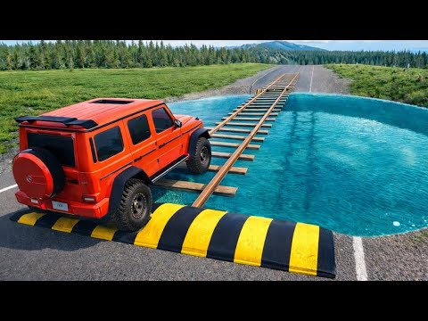 Cars vs Train Track Bridge Challenge #3 in BeamNG Drive!