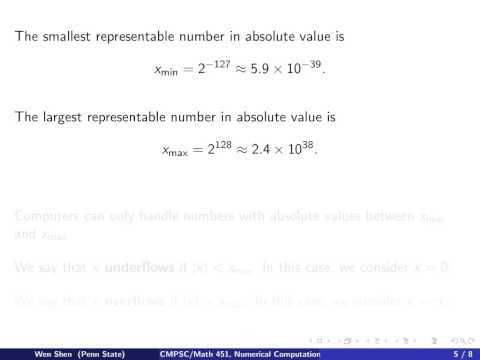 ch1 3: Floating point representation. Wen Shen