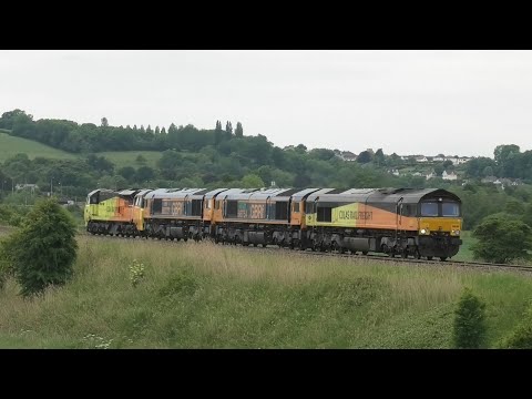 66848 + 66754 + 66777 + 70813 Convoy 0F75 @ Newton st Loe , 29-05-22