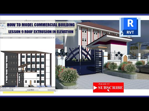 How to model Commercial Building in revit 2023 lesson 9 Roof Extrusion in Elevation