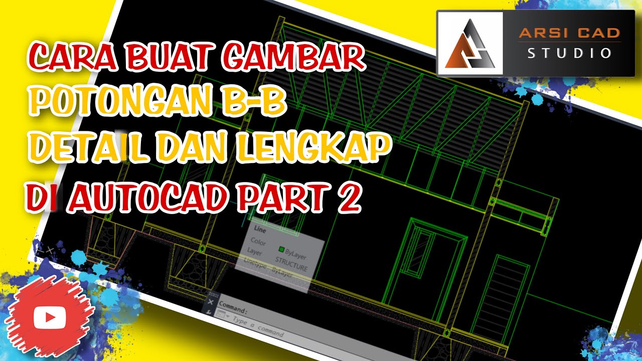 CARA GAMBAR POTONGAN B B DI AUTOCAD