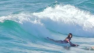 Wearing it on the head boogie boarding