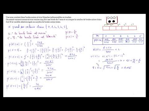 Cours : Épreuve et schéma de Bernoulli/ loi binomiale/ Espérance, variance,  écart type/ Exercices.