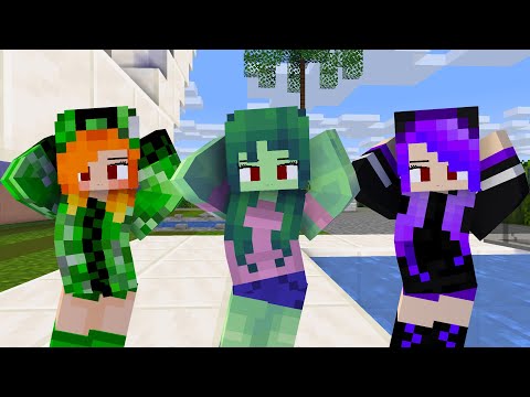 MONSTER SCHOOL : CHICKEN WING MEME CREEPER, ZOMBIE, ENDERMAN GIRLS - MINECRAFT ANIMATION