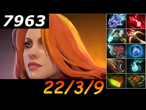 Dota 2 Lina 7963 MMR 22/3/9 (Kills/Deaths/Assists) Ranked Full Gameplay