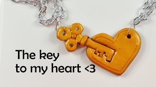 The key to my heart - cute and very simple romantic charm - polymer clay TUTORIAL
