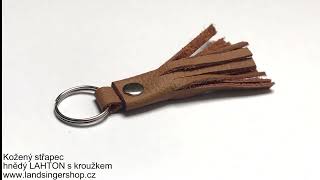 Kožený střapec hnědý "LAHTON" s kroužkem