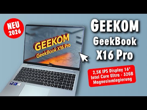 GEEKOM GeekBook X16 Pro - NEU 2026 - Schnäppchen Laptop mit 32GB DDR5 - Intel Core Ultra - 2TB SSD