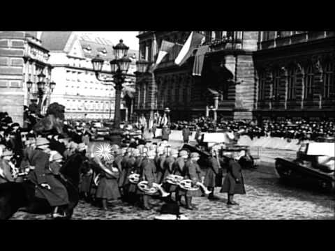 President Edvard Benes of Czechoslovakia with a dignitary. HD Stock Footage