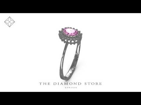 FET20-RUY - 18K White Gold Diamond and Pink Sapphire Ring 0.08ct