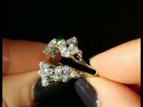 Vintage Diamond 14k White Gold Ring Solitaire Enhancer Band Wedding Anniversary