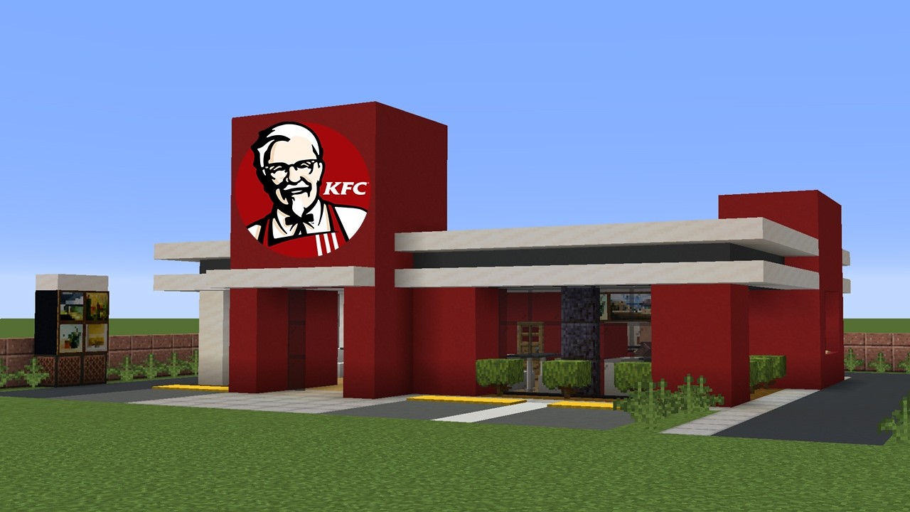 How To Build a Mini Modern KFC In Minecraft🍗