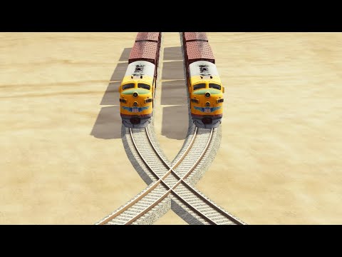 Trains Vs Weird Overlapping Rail Tracks   BeamNG Drive