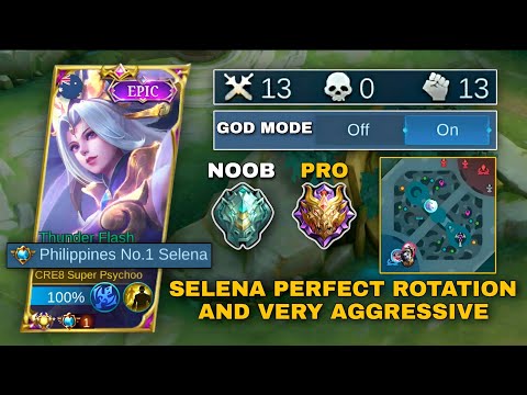 13 KILLS | SELENA PERFECT GAMEPLAY WITH NO DEATH + VERY AGGRESSIVE | SELENA BEST BUILD 2022 - MLBB
