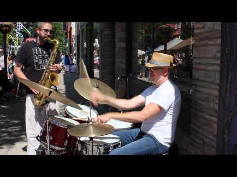 Blake Fleming and Adam Niewood on the street of Stroudsburg PA 6-7-14 blakethedrummer.com
