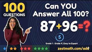 ⭐ 100 Addition Questions ⏱️ Under 15 Min | 🎓 Math Test Prep ✅ Can You Beat The Timer? 🏆