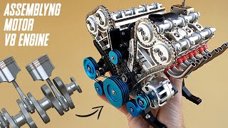 AMAZING! ASSEMBLING V8 engine 500+Pcs (10 hours)