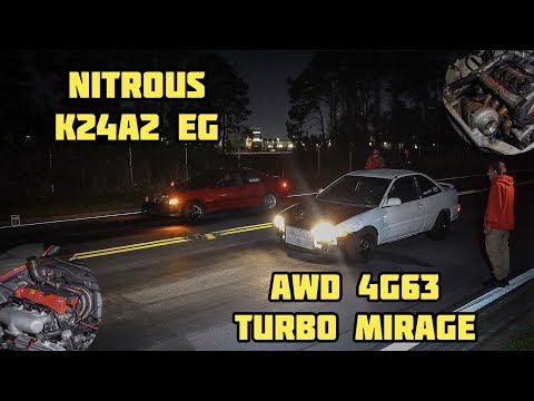 FWD VS AWD | NITROUS K24 CIVIC EG VS AWD 4G63 TURBO MIRAGE | STREET RACE | C.F.RACING