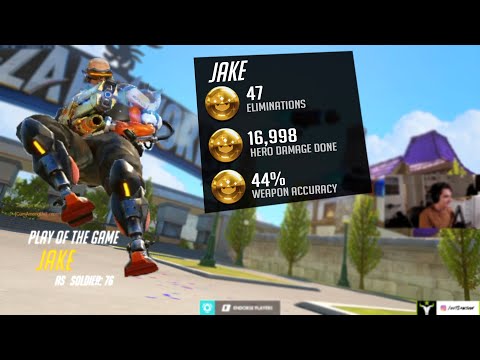 Jake Dominating as Soldier 76 - 48 elims! POTG! [ Overwatch Season 32 Top 500 ]