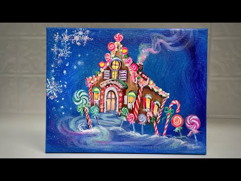 How To Paint A Gingerbread House 🍭🍬 Acrylic Painting Tutorial / Step By Step