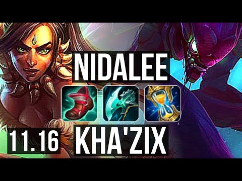 NIDALEE vs KHA'ZIX (JUNGLE) | 10/0/11, 1000+ games, Legendary, 1.1M mastery | BR Diamond | v11.16