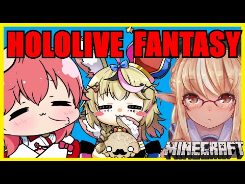 【Hololive】Hololive Fantasy ft. Miko, Flare, Polka【Minecraft】【Eng Sub】