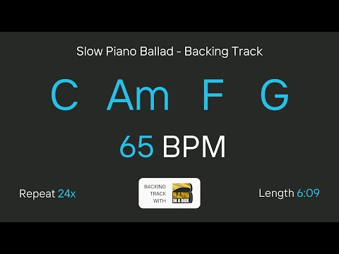 Pop Ballad BACKING TRACK C Major | C Am F G | 65 BPM | Easy Play Along