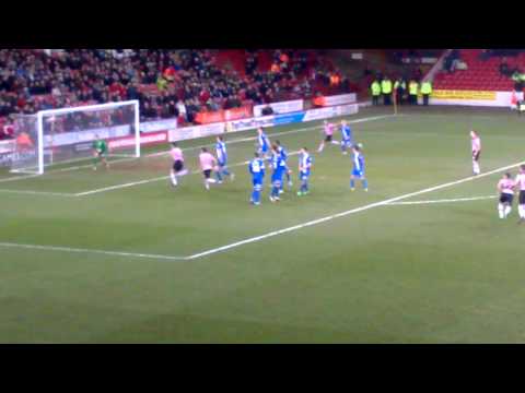 Ben Davis  Free kick the blades v Peterborough