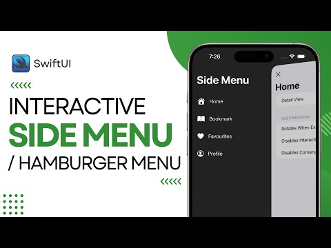 Interactive Side Menu / Hamburger Menu - iOS 17 - Xcode 15 thumbnail