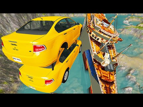 Jumping In Titanic With Cars #2 - BeamNG drive ( BMG )