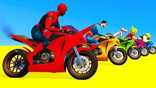 LEARN COLORS for Children Spiderman Cars Cartoon Cycles Racing w Street Vehicles for Kids