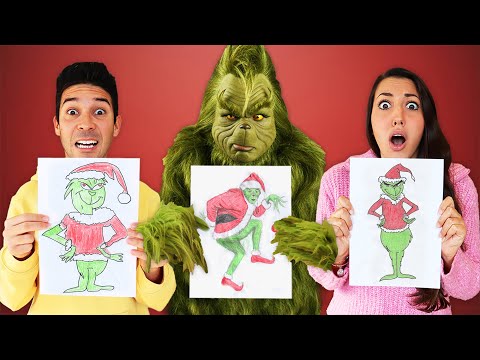 WHOEVER DRAWS THE CUTEEST GRINCH WINS AND RUNS AWAY FROM THE GRINCH! *Christmas Grinch Challenge*