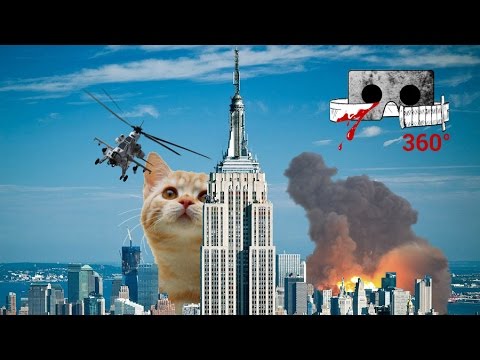 Catzilla - The Kaiju Kitty | Cardboard Horror #360video 360 VR cat video