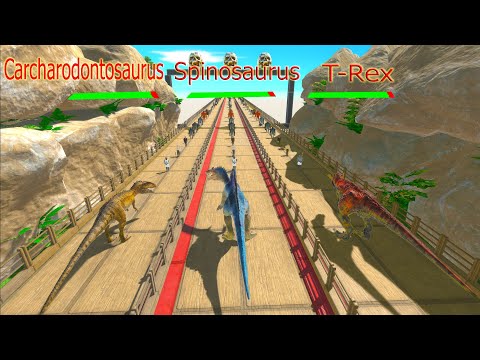 Carcharodontosaurus vs Spinosaurus vs T-Rex [Triple Deathrun] - Animal Revolt Battle Simulator