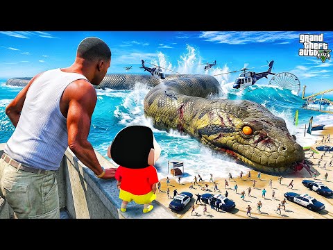 Franklin & Shinchan We Found the BIGGEST Snake in GTA 5 !