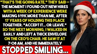 They paid NEW HIRES $19K more — after 17 YEARS, I left an ENVELOPE on the CEO’s chair