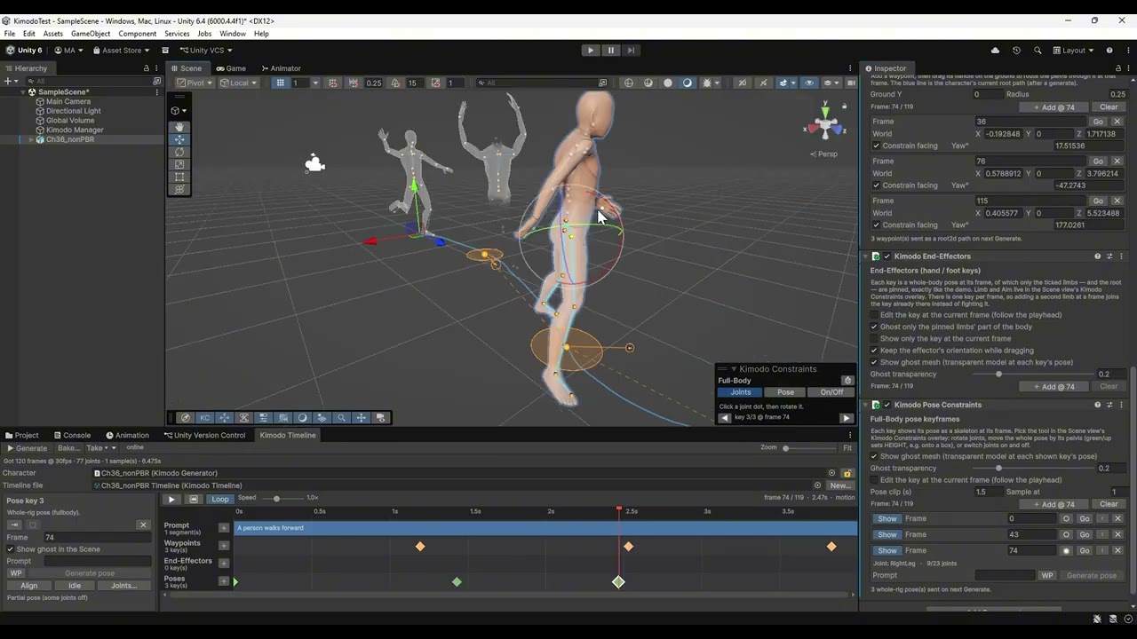 Kimodo Bridge for Unity — text to motion, live in the editor