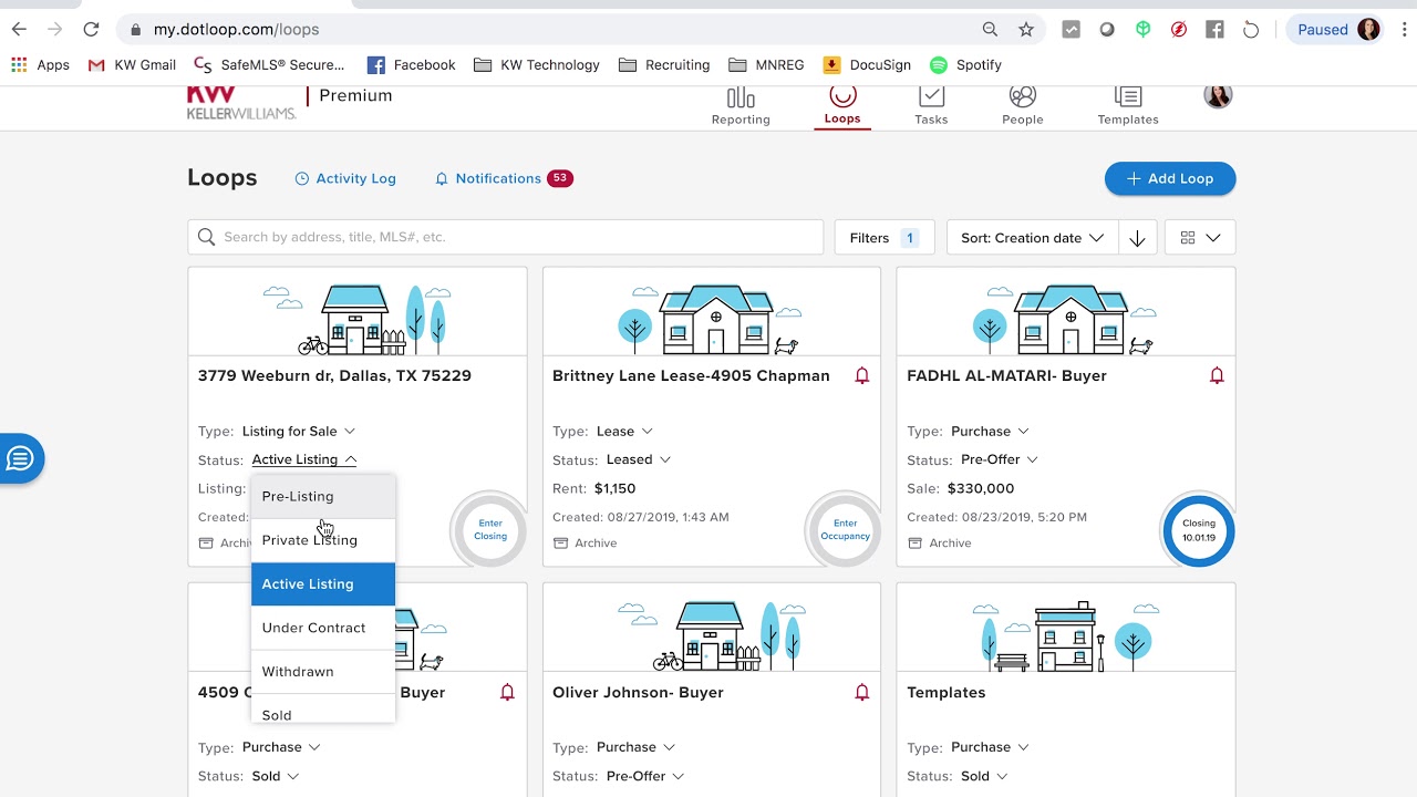 How to Update Your Dotloop Loop Statuses
