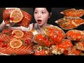 Homemade Giant Soy Marinated Salmon Soy Sauce Crab Mukbang ASMR