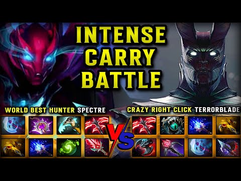 INTENSE CARRY BATTLE | World Best Hunter Spectre Vs. Crazy Right Click Range Demon Terrorblade DOTA2