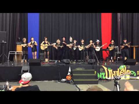 Eleluku performing at Rosmini College ukulele competition O