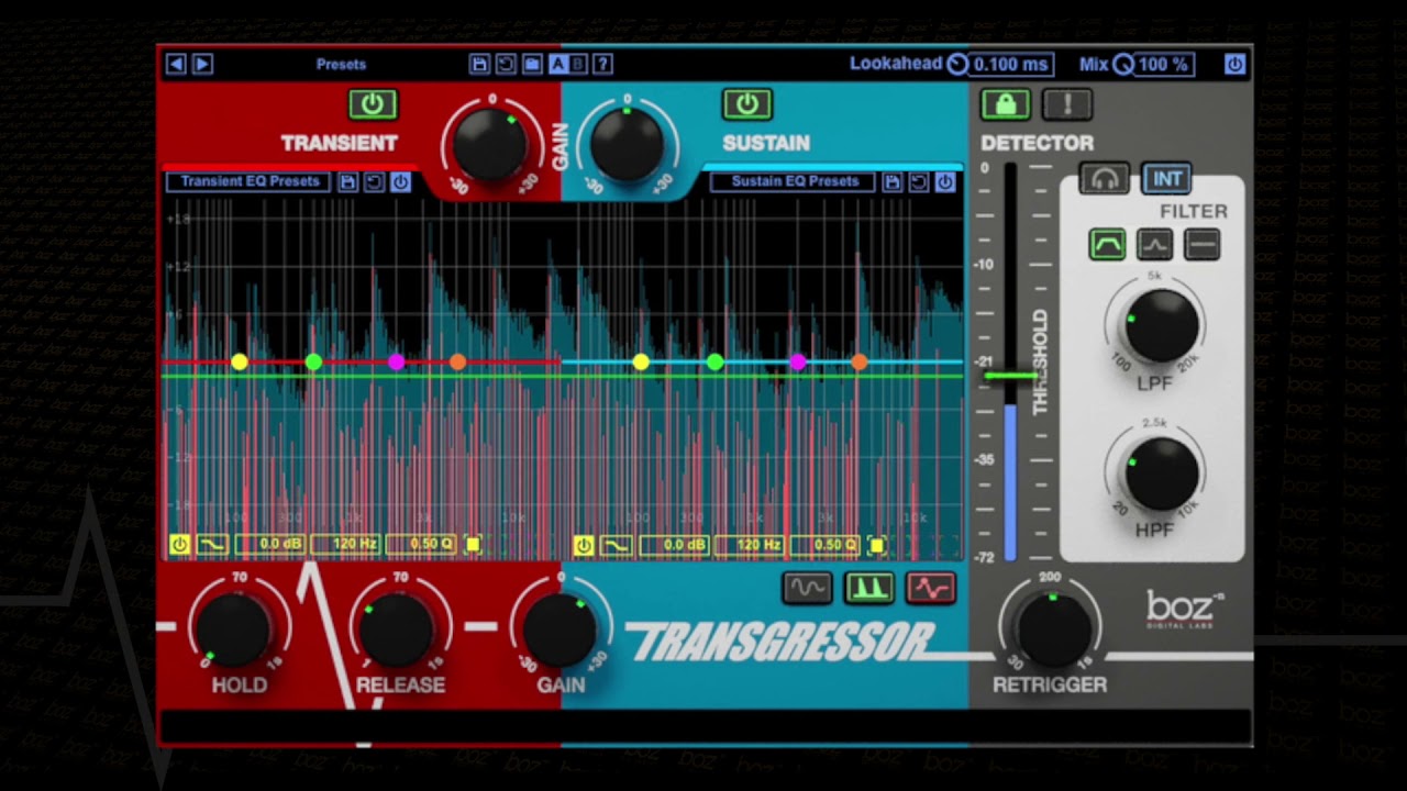 Transgressor by Boz Digital Labs - Transient Designer Plugin VST VST3 Audio  Unit AAX RTAS