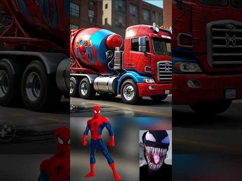 Superheros but mixer truck #avengers #spiderman #marvel #shorts